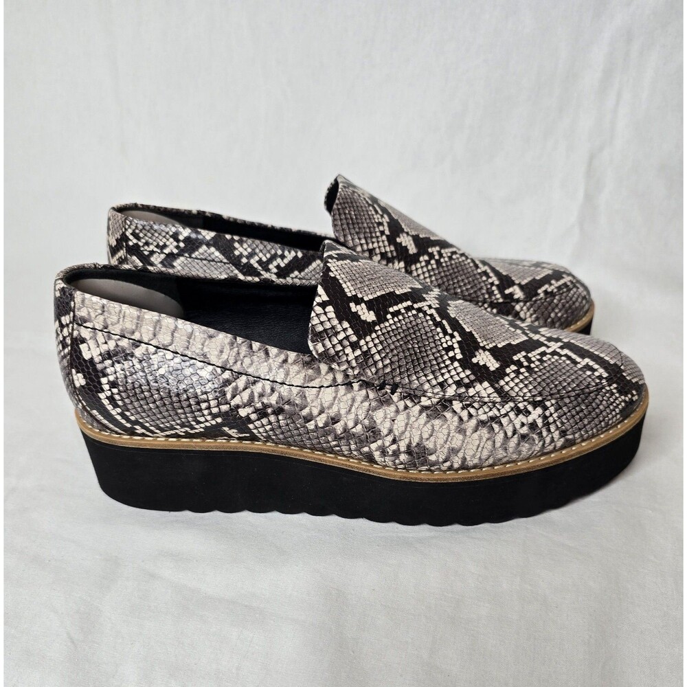 Vince Snake-Print Platform Loafers in Black and White